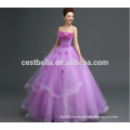 Customized Made In China Appliqued Purple Lace Puffy Tulle Robe de mariée 2017